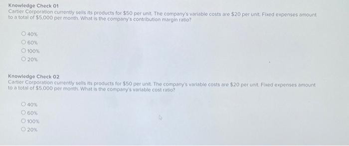 Solved Knowledge Check 01 Cartier Corporation currently Chegg