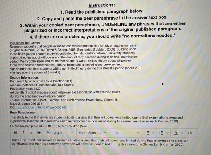 Instructions 1 Read The Published Paragraph Below Chegg Com   Image
