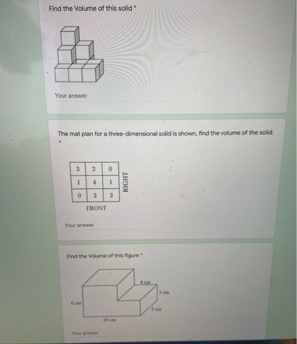 Solved Find the volume of this solid Your answer The mat | Chegg.com