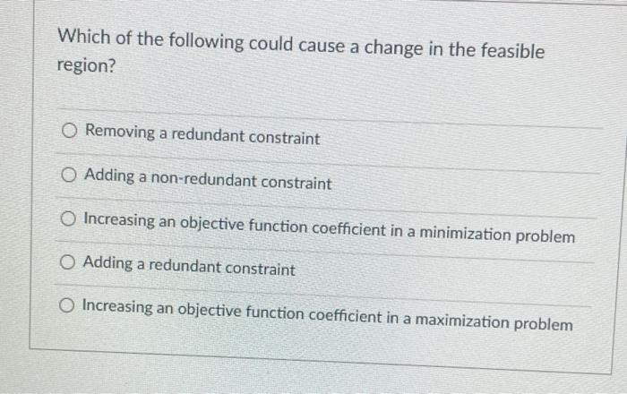 Solved Which of the following could cause a change in the | Chegg.com