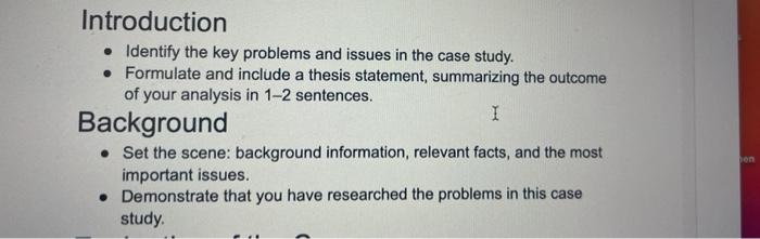 Solved Introduction • Identify the key problems and issues | Chegg.com