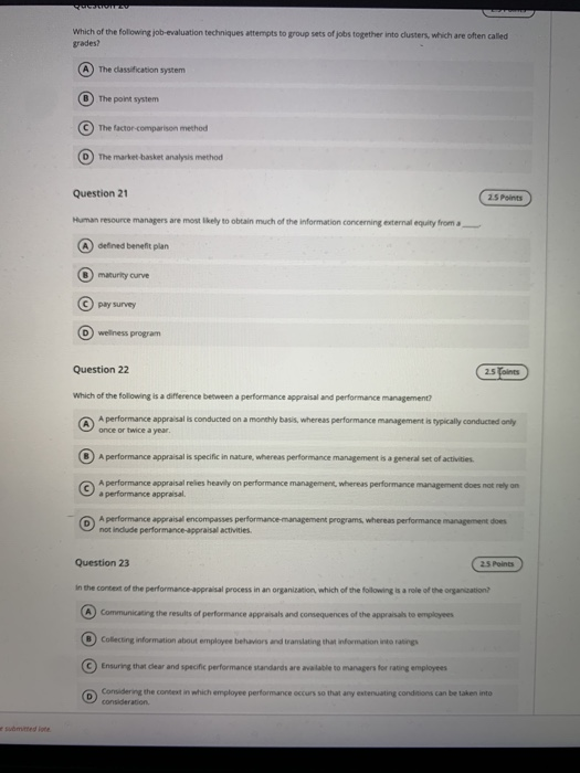 Solved Question 6 25 Points Which of the following | Chegg.com