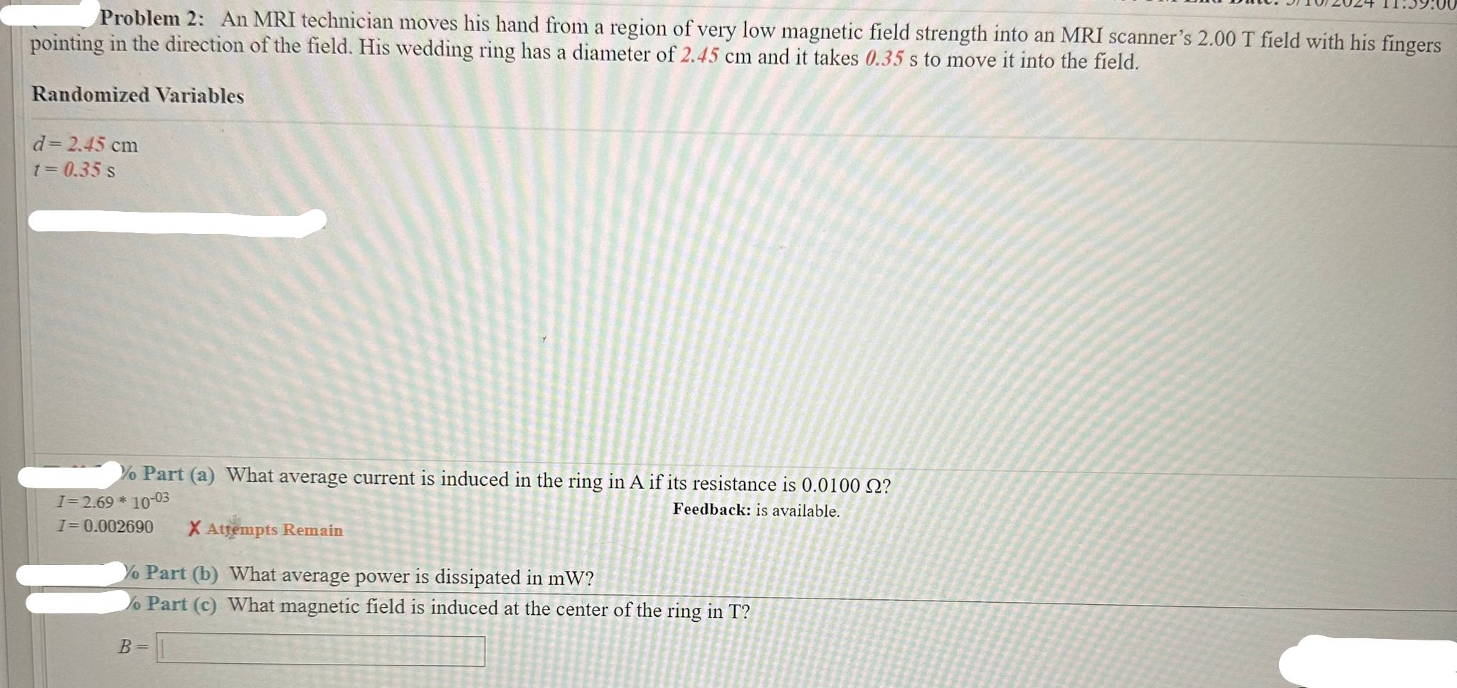 Solved Problem 2: An MRI technician moves his hand from a | Chegg.com