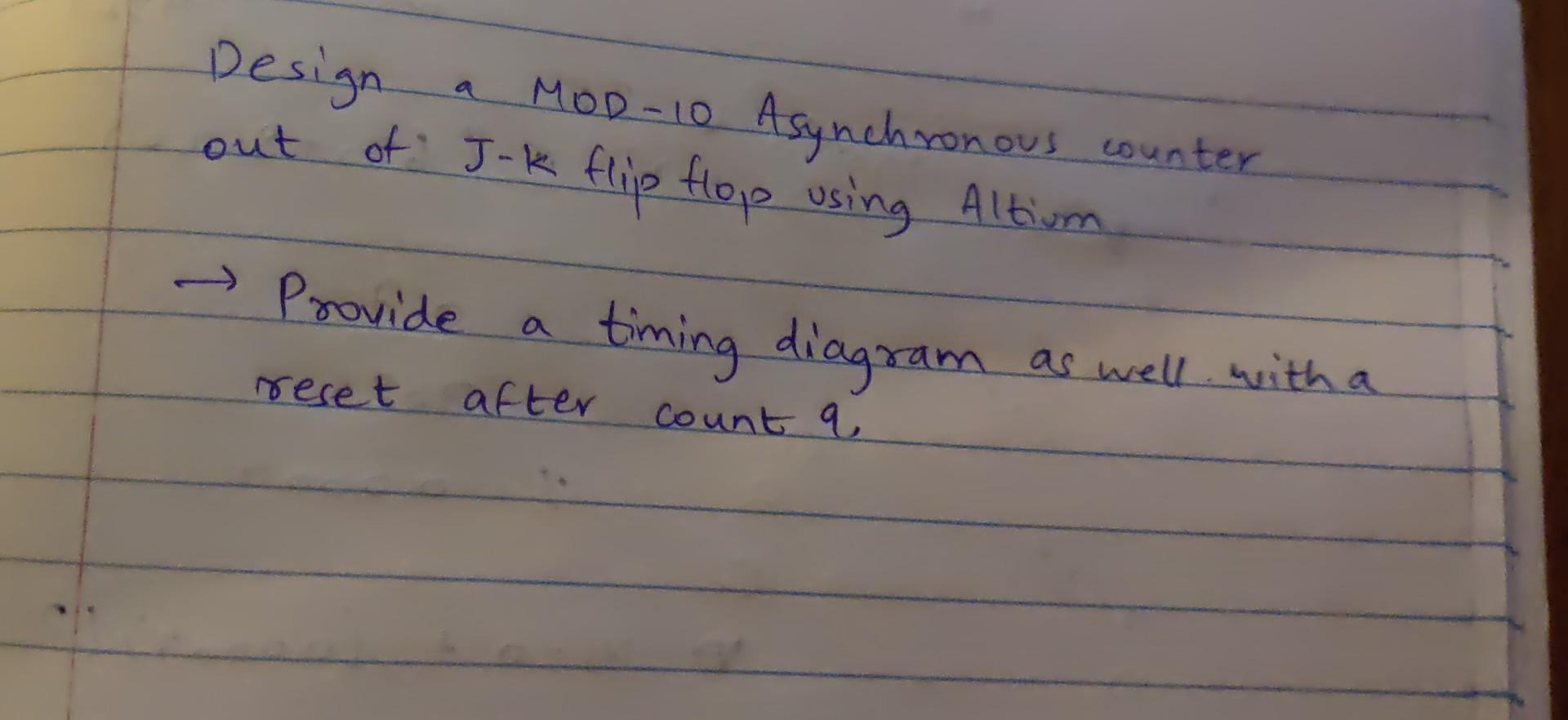 Solved Design a MOD-10 Asynchronous counter out of J-k | Chegg.com