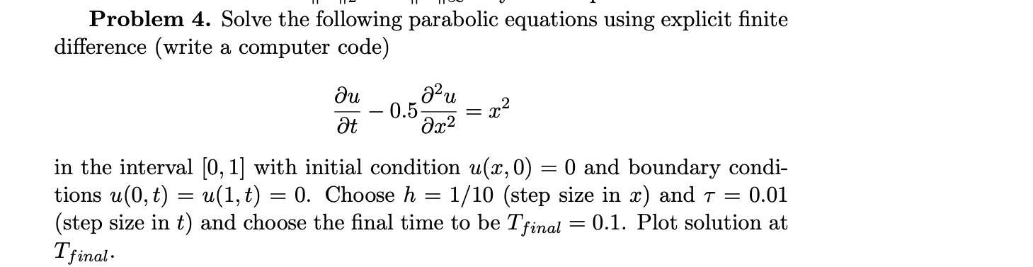 Parabolic Data For Math Problem Solved Problem 4. Solve the following parabolic equations | Chegg.com