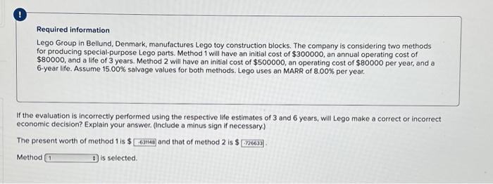 Required information Lego Group in Bellund, Denmark, | Chegg.com