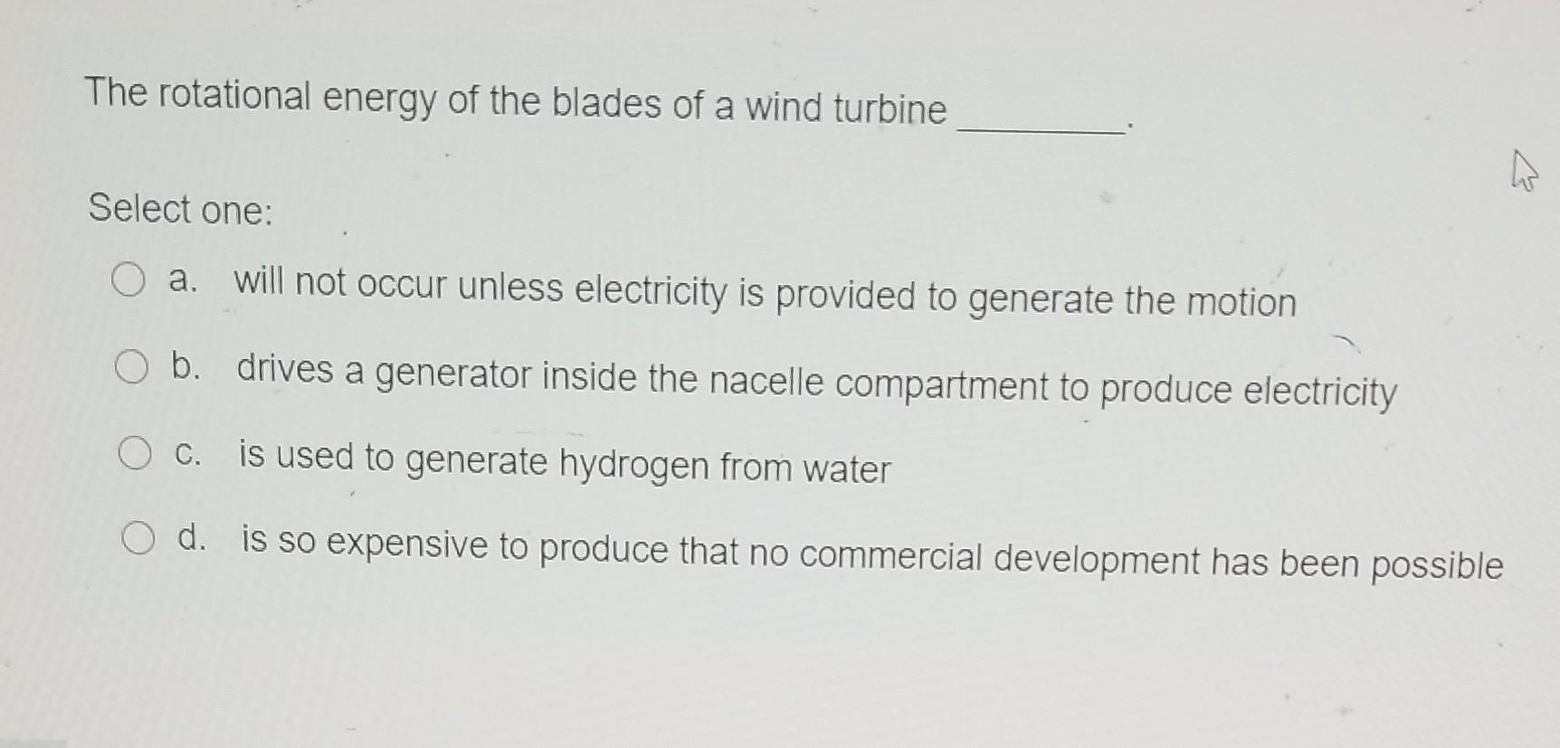 Solved The rotational energy of the blades of a wind turbine | Chegg.com