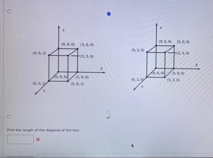 Solved Draw A Rectangular Box With The Origin And 2 5 6 Chegg