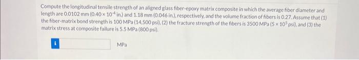 Solved Compute the longitudinal tensile strength of an | Chegg.com