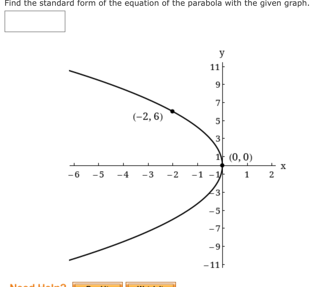 how to get standard form from a parabola graph