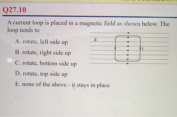 Solved Q27.10 A current loop is placed in a magnetic field | Chegg.com