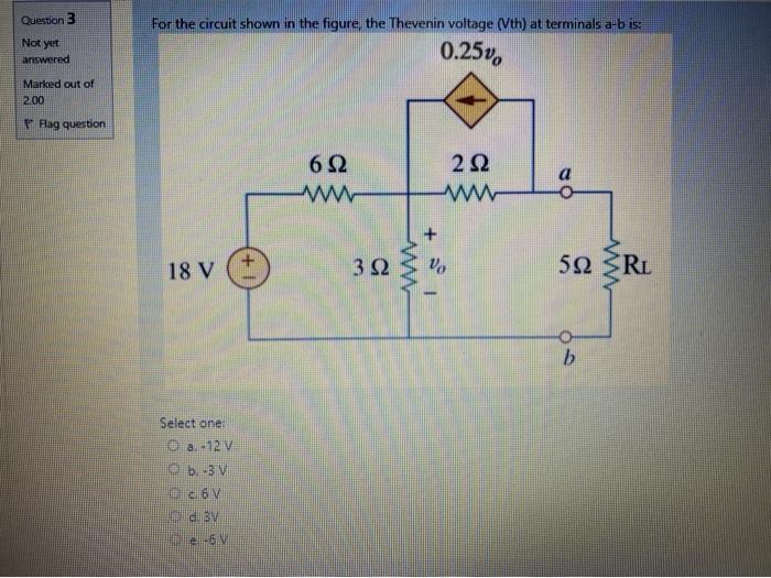 Solved Question 3 For the circuit shown in the figure, the | Chegg.com
