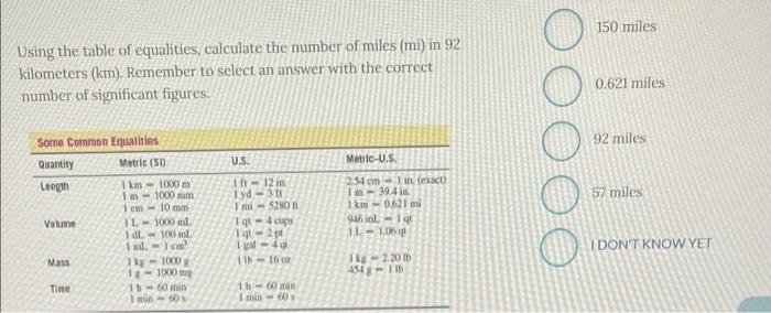 Solved Using the table of equalities calculate the number Chegg