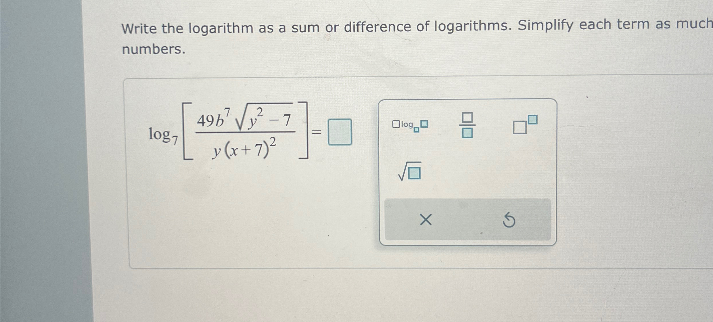 Solved Write the logarithm as a sum or difference of | Chegg.com