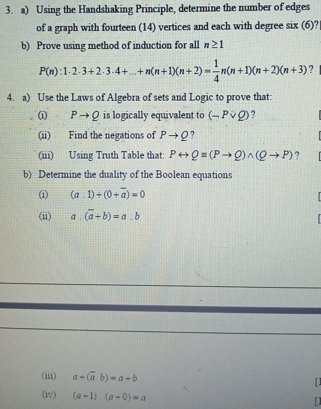 Solved 3. a) Using the Handshaking Principle, determine the | Chegg.com