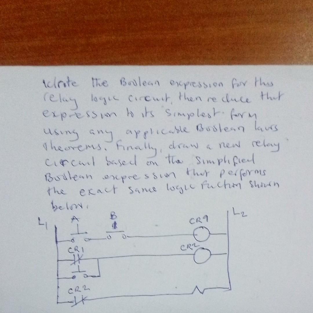Solved iclate the Boolean expression for this relay logic