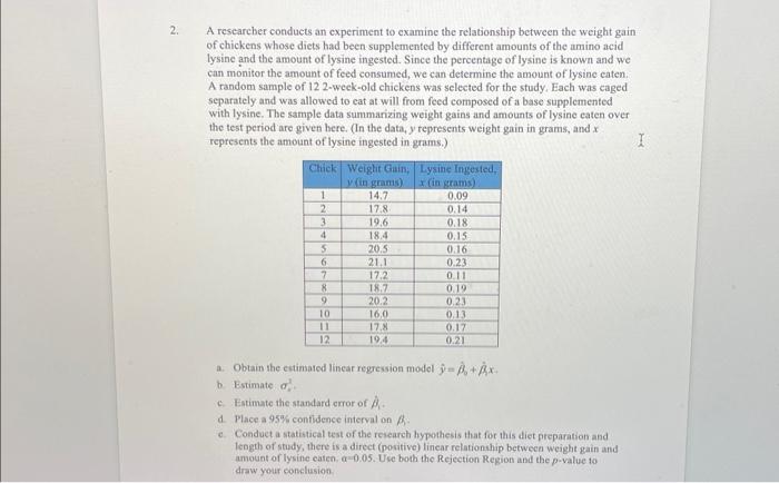 Solved A researcher conducts an experiment to examine the | Chegg.com
