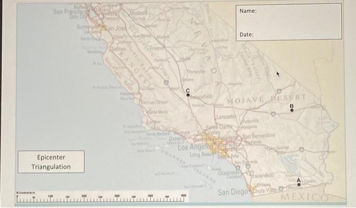 Part 2: Triangulating the Location of an Earthquake | Chegg.com