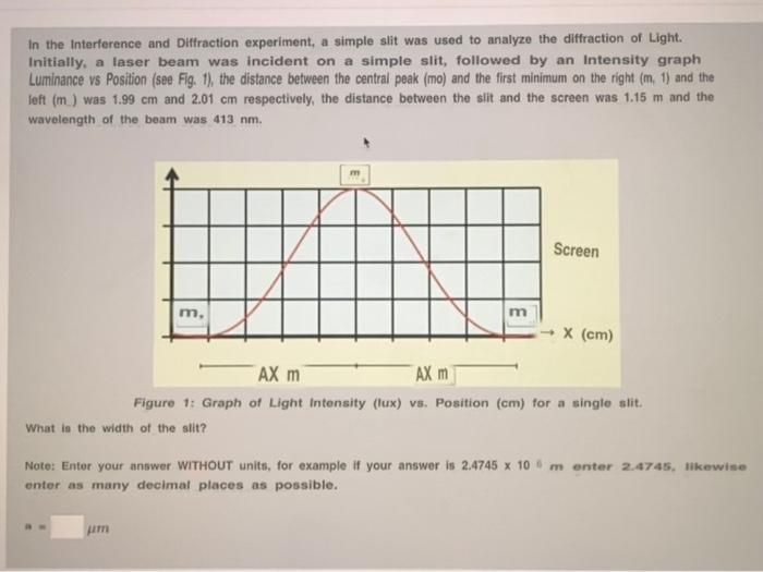 Solved In The Interference And Diffraction Experiment, A | Chegg.com