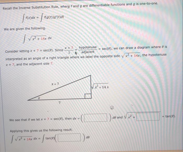 Solved Recall The Inverse Substitution Rule Where Fand G Chegg Com