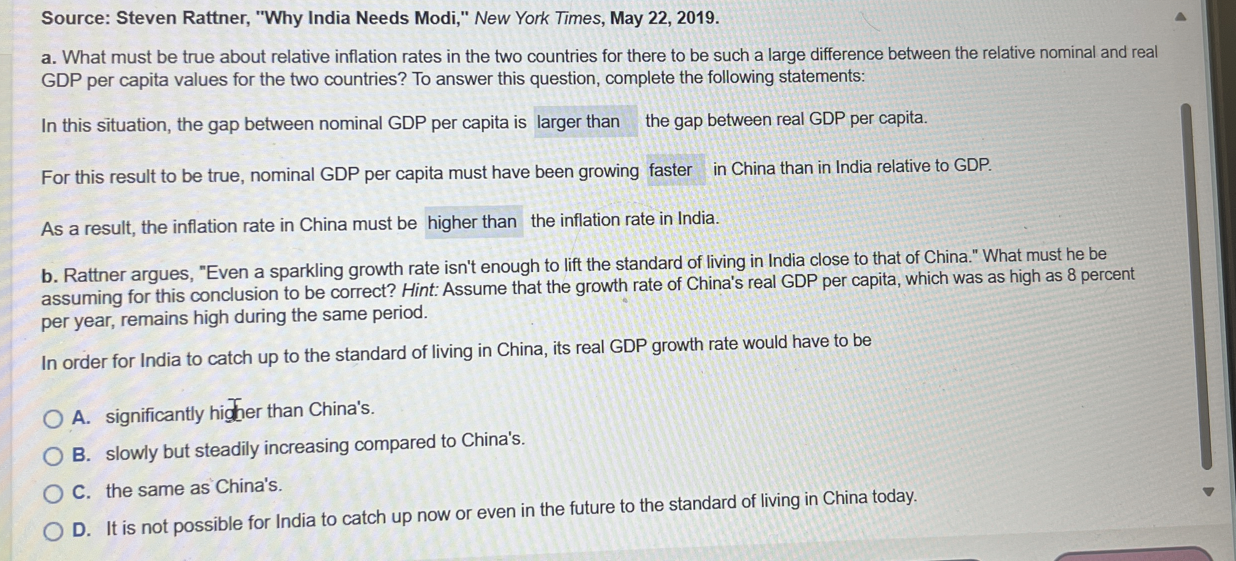 Solved Source Steven Rattner, "Why India Needs Modi," New