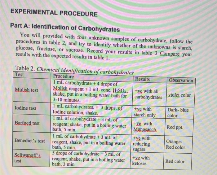 Solved EXPERIMENTAL PROCEDURE Part A: Identification of | Chegg.com