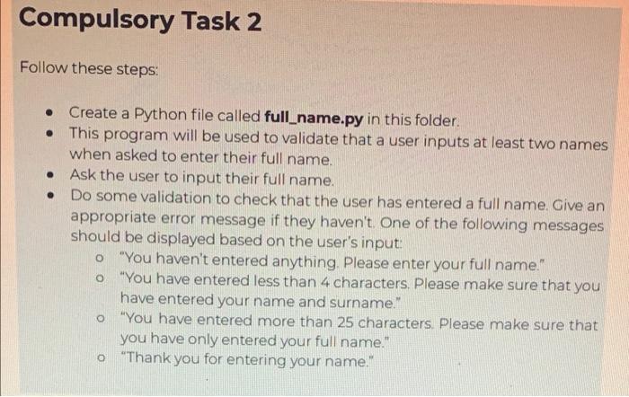 Solved Compulsory Task 2 Follow these steps: Create a | Chegg.com