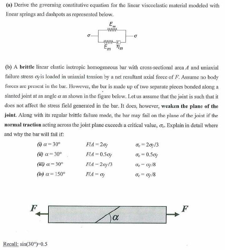 Solved (a) Derive the governing constitutive equation for | Chegg.com