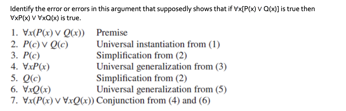 Solved Identify the error or errors in this argument that | Chegg.com