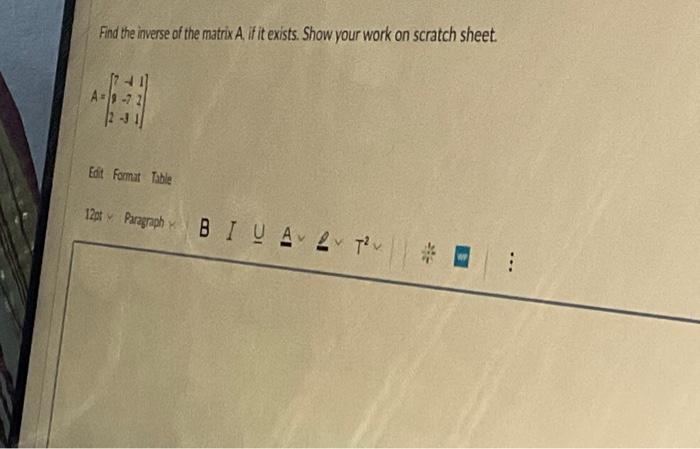 Solved Find the inverse of the matrix A, if it exists. Show | Chegg.com
