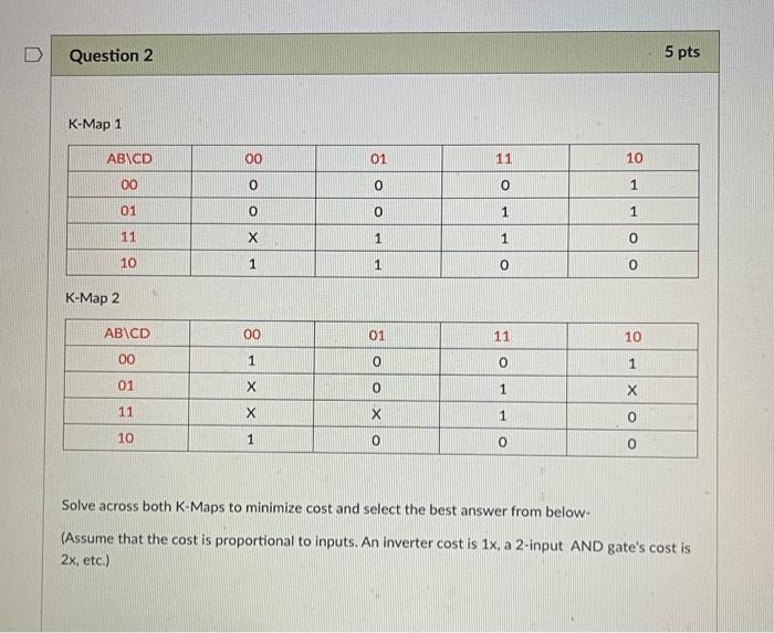 Solved K Map 1 K Map 2 Solve Across Both K Maps To Minimize Chegg Com   Image