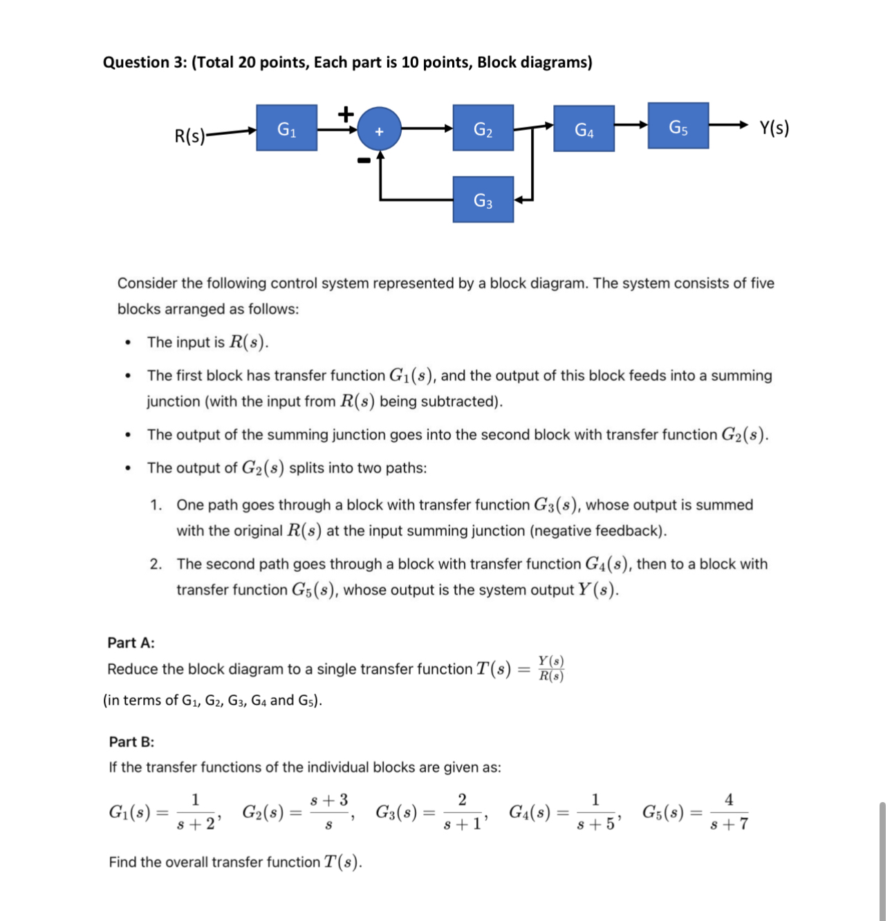 Solved Question 3: (Total 20 ﻿points, Each part is 10 | Chegg.com