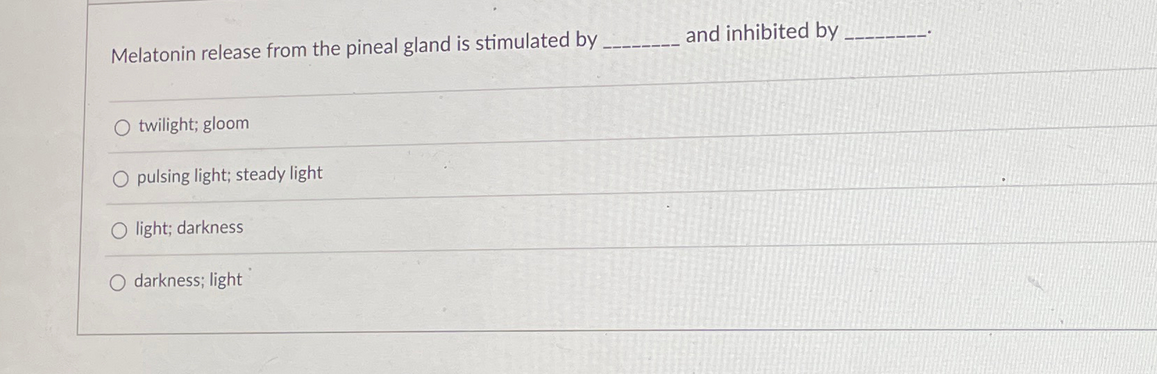 Solved Melatonin release from the pineal gland is stimulated | Chegg.com