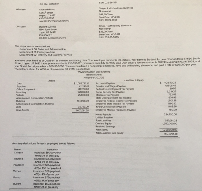 Appendix A Continuing Payroll Project Wayland Custom | Chegg.com