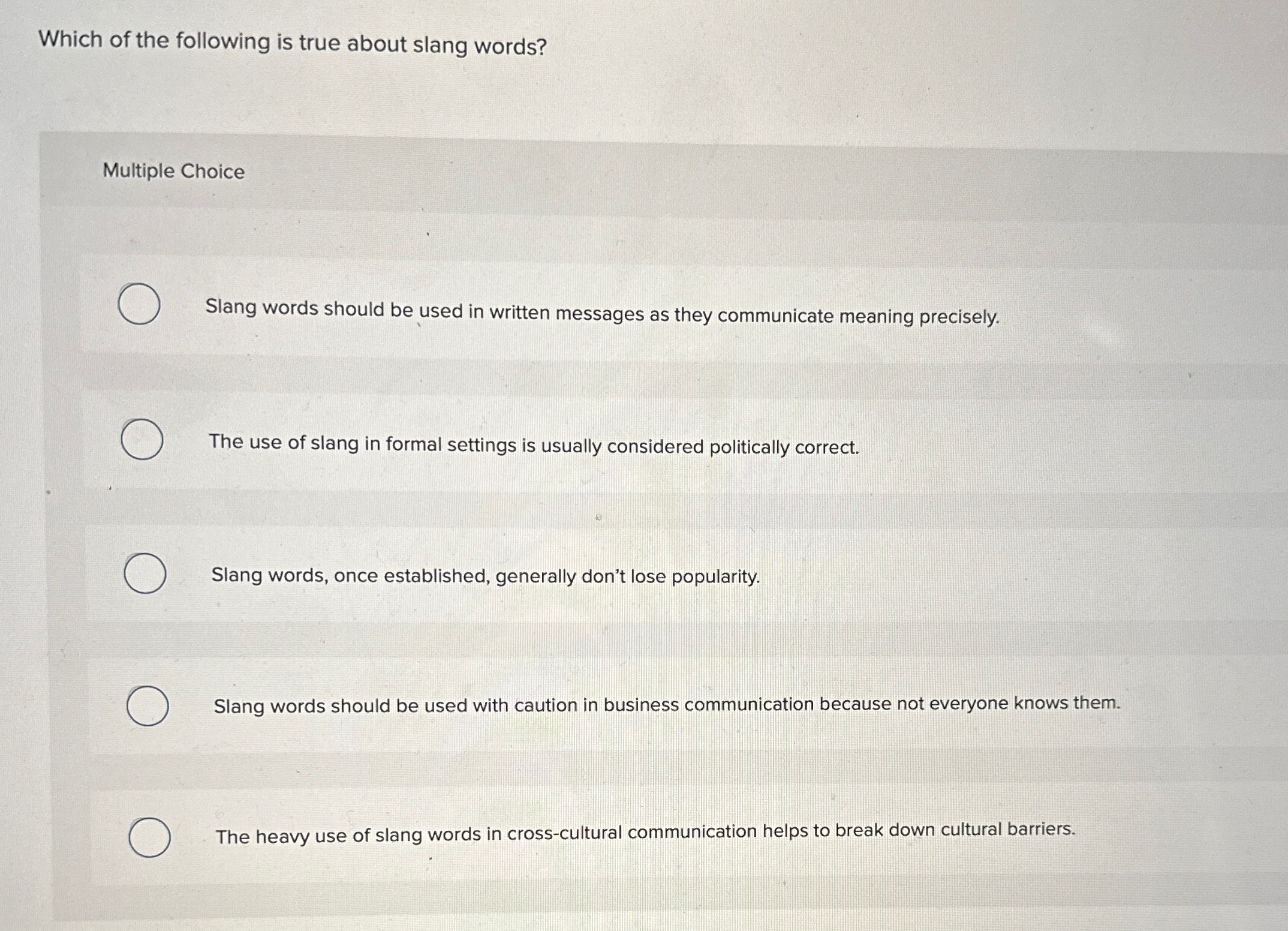Solved Which of the following is true about slang | Chegg.com