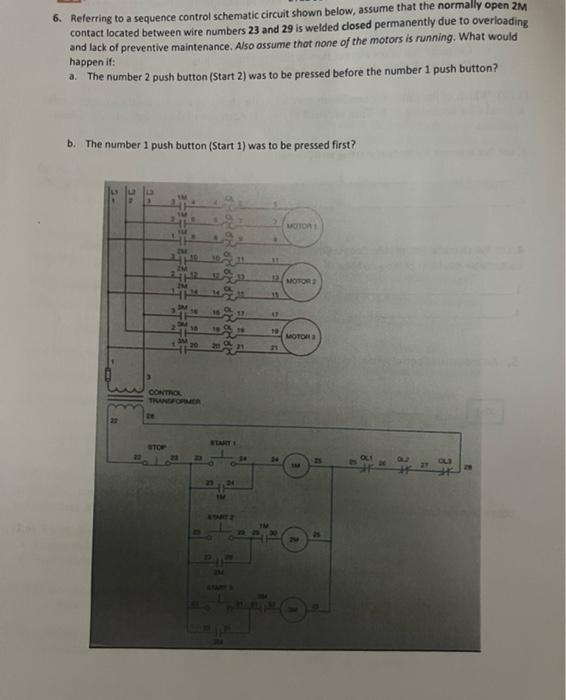 Solved 6. Referring to a sequence control schematic circuit | Chegg.com