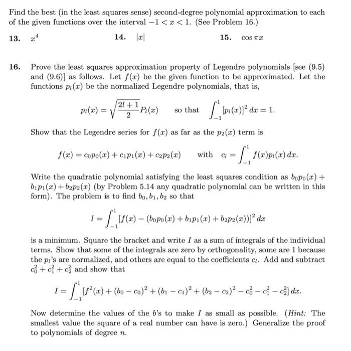 Solved Find the best (in the least squares sense) | Chegg.com