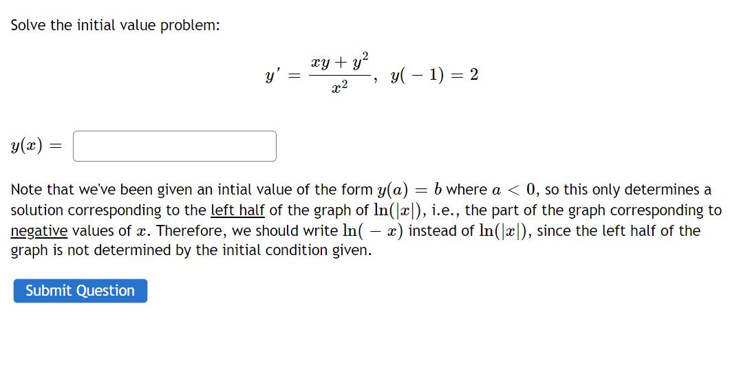 Solved Note that we've been given an intial value of the | Chegg.com