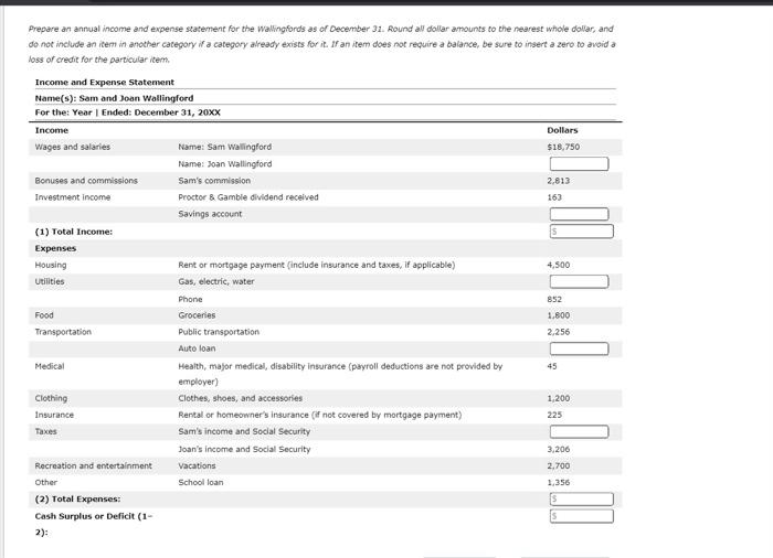 Solved 6. Income and expense stotement Sam and Joan | Chegg.com