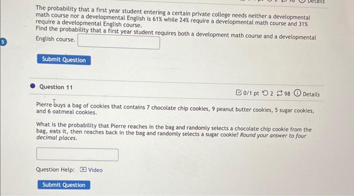 Solved The probability that a first year student entering a | Chegg.com
