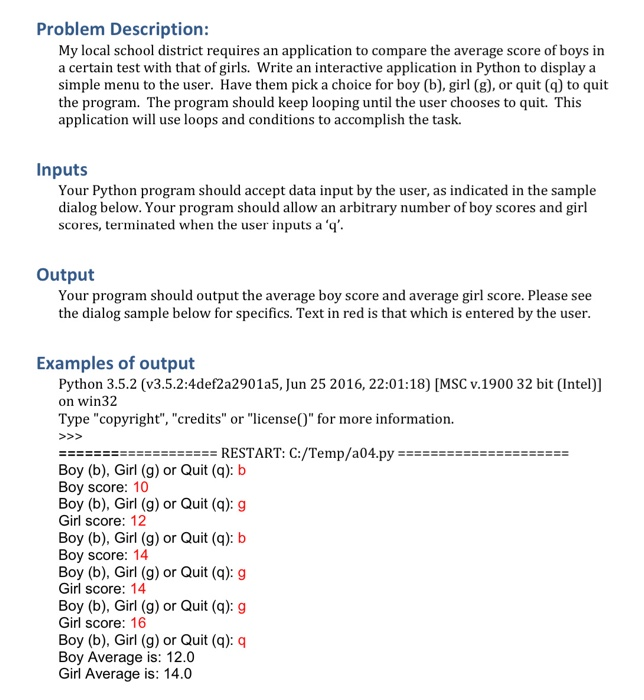 Solved Problem Description: My local school district | Chegg.com