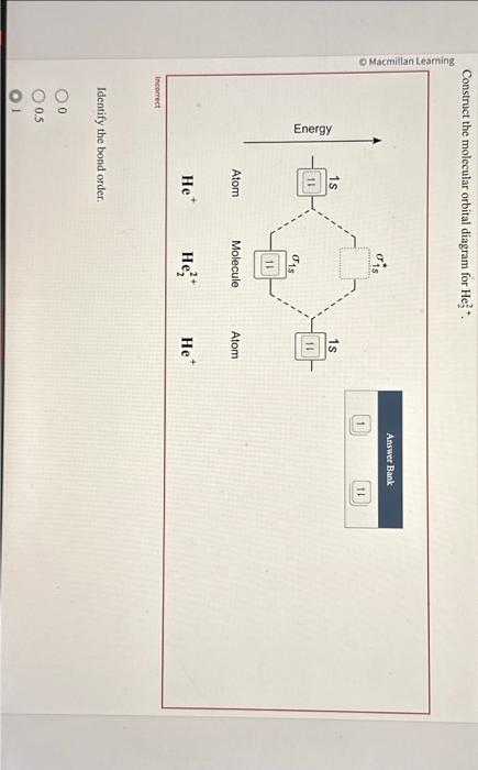 Solved Construct the molecular orbital diagram for He22+. | Chegg.com