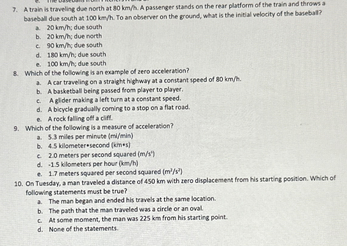 Solved A train is traveling due north at 80kmh. ﻿A passenger | Chegg.com