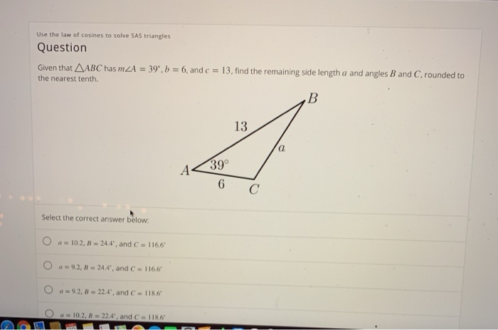 Solved Use the law of cosines to solve SAS triangles | Chegg.com