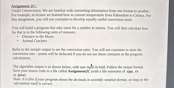 Solved Assignment 2C: Useful Conversions: We are familiar | Chegg.com