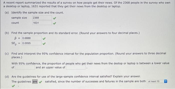 Solved Find and interpret the 95% confidence interval for | Chegg.com