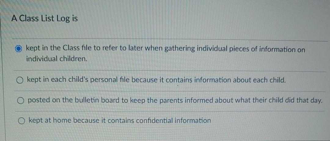 Solved A Class List Log is O kept in the Class file to refer | Chegg.com