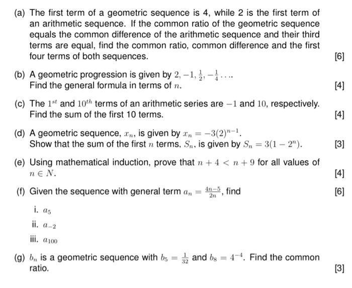Solved (a) The first term of a geometric sequence is 4, | Chegg.com