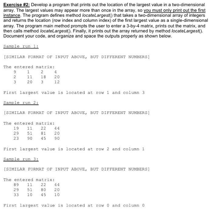 Solved Exercise #2: Develop a program that prints out the | Chegg.com