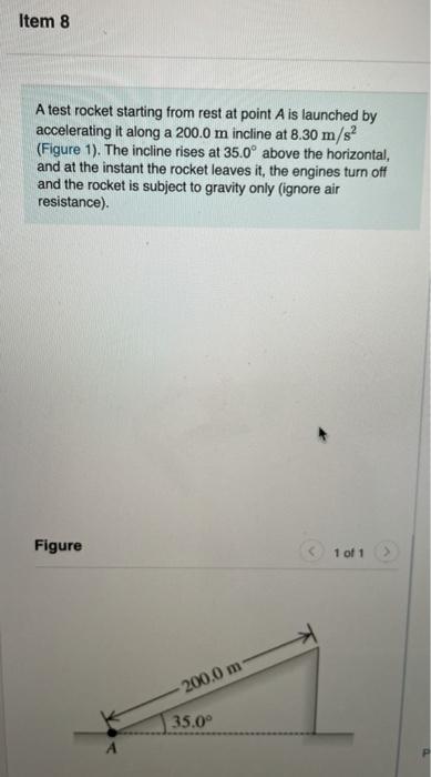 Solved Item 8 A Test Rocket Starting From Rest At Point A Is | Chegg.com